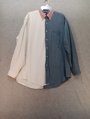 Tommy Hilfiger Colorblock Denim Shirt Men’s L Chambray Long Sleeve Vintage - Bild 2 von 8