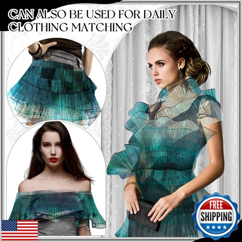 Ganeen 16 Yards Halloween Iridescent Ruffle Pleated Lace Trim Retro Organza F - Picture 4 of 5