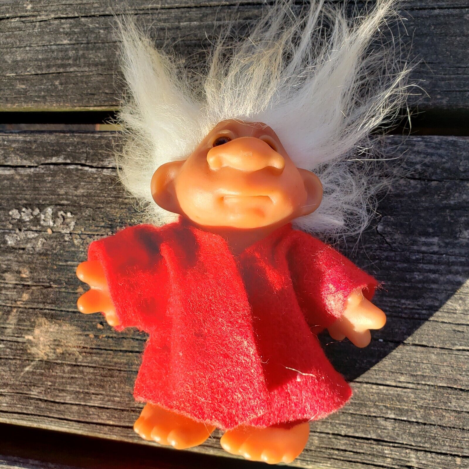 RARE Troll Doll Vintage 1968 Dam 5 White Hair Made in Denmark Sad Face!