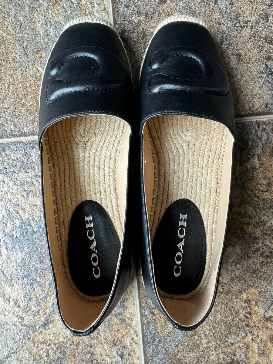 NEW!! COACH Cruz Slip On Leather Espadrille Logo Shoes NEW!! COACH Cruz Slip On Leather Espadrille Logo Shoes