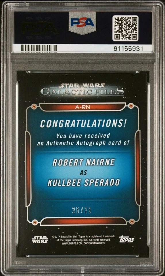 2018 STAR WARS ROGUE ONE AUTO PURPLE #A-RN ROBERT NAIRNE SIGNED #ED 25/25 PSA 10 - Image 2 of 2