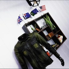 Men's Tan Brown Real Cow Leather Shirt Highway Police Uniform Breeches Cowhide