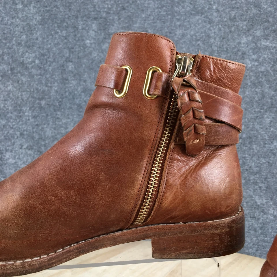 Joie Boots Womens 36.5 Wrap Around Strap Side Zip Ankle Bootie Brown Leather - Image 4 of 4
