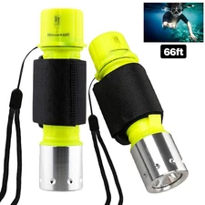 2PC Diving Underwater Flashlight 66ft Waterproof Lamp LED Scuba Torch Light Lamp