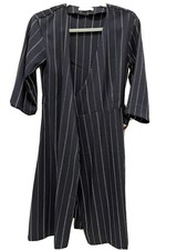 mango women’s vertical navy blue stripe dress,  with belt, casual, size 2