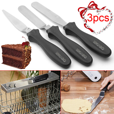 3 Stück Edelstahl Spatel Palette Messer Set Kuchen Dekorieren Glatt Werkzeuge Kit