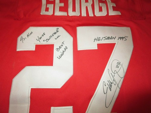 Eddie George OSU Buckeyes Ohio State Football Jersey LG Nwt Autograph Signed Au - Picture 2 of 3