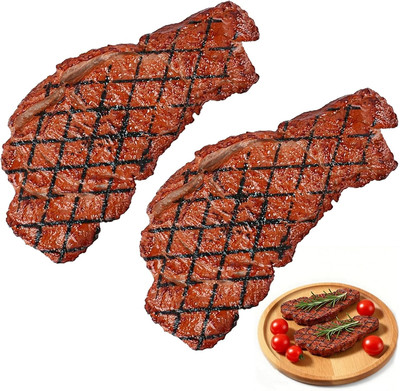 2Pcs Artificial Fake Steak Fake Cooked Roast Beef Meat Home Kitchen Decoration M