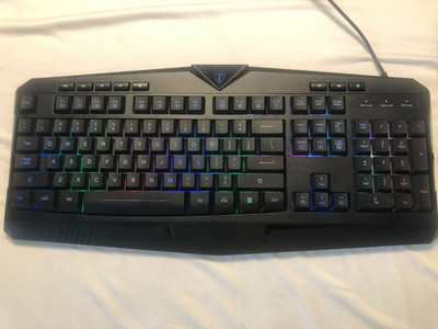 Used PICTEK Wired USB Gaming Keyboard with Mouse, RGB Backlighting, Model PC232A
