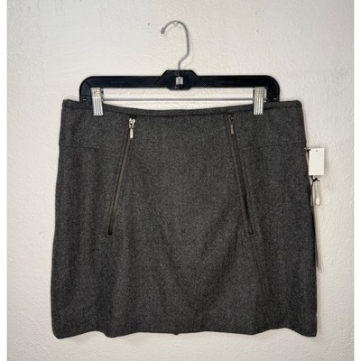 Vintage 90s Kenar Women's 12 Wool Blend Mini Moto Skirt Charcoal Grey NEW