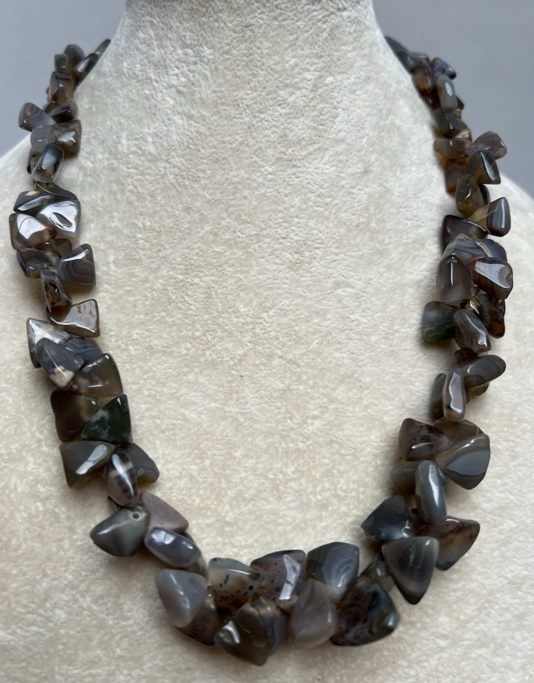 Vintage Botswana Agate Triangular Bead Necklace 2… - image 1