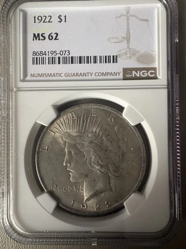 1922-P  $1 PEACE SILVER DOLLAR  "PHILADELPHIA MINT"  NGC MS62 #8678139-066