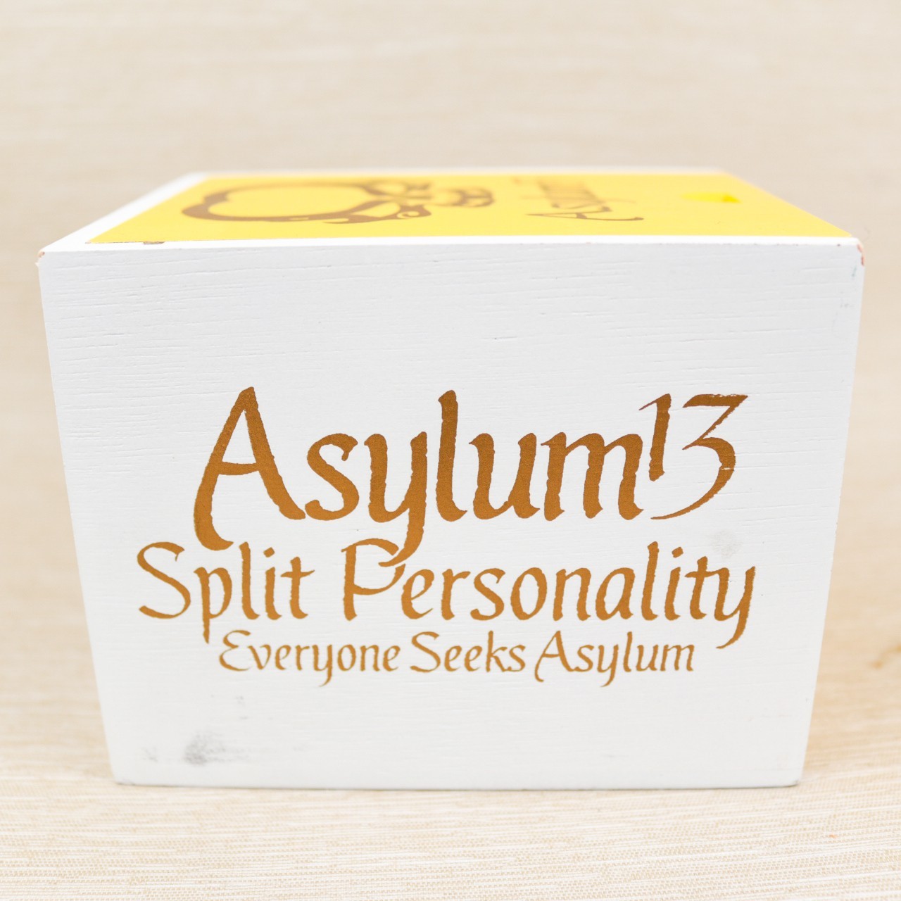 Asylum 13 Split Personality 40 x 4 Empty Wood Cigar Box 4.5" x 3.75" x 3.5"