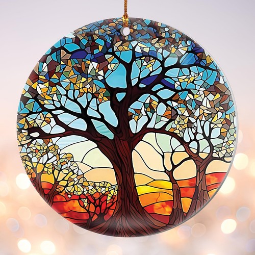2025 Christmas Ornament – Stained Glass Tree of Life Round Acrylic ...