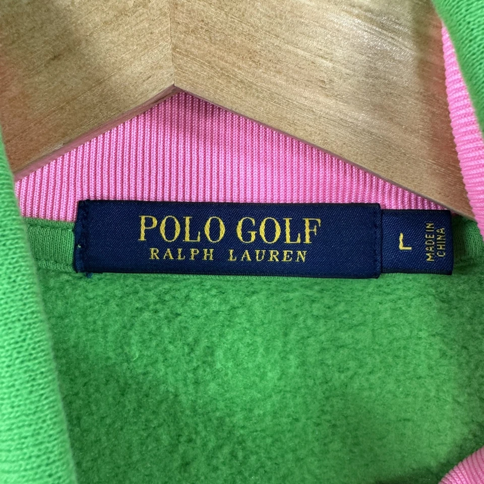 Polo Ralph Lauren Golf Jacket Womens Large Green Poly Zip Pink Pony Pete Dye - Image 2 of 4