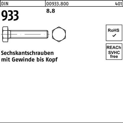 Sechskantschraube DIN 933 VG M27x 190 8.8 1 Stück