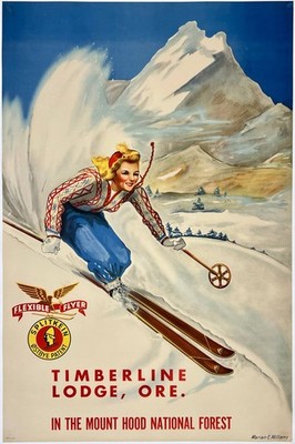 Vintage Skiing Poster - Timberline Lodge, Oregon   16x24  - 200gsm Paper ️