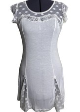 Betsy Johnson Chemise Lace Polka Dot Womens Medium White Feminine Coquette
