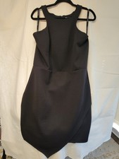 NWT Bisou Bisou Black Asymmetric Wrap Dress 16 Halter LBD Textured Cocktail New