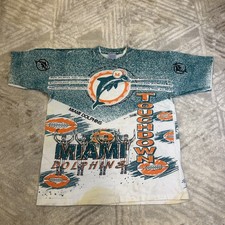 Vintage Miami Dolphins MJT  s Team NFL T-Shirt Discolored 
