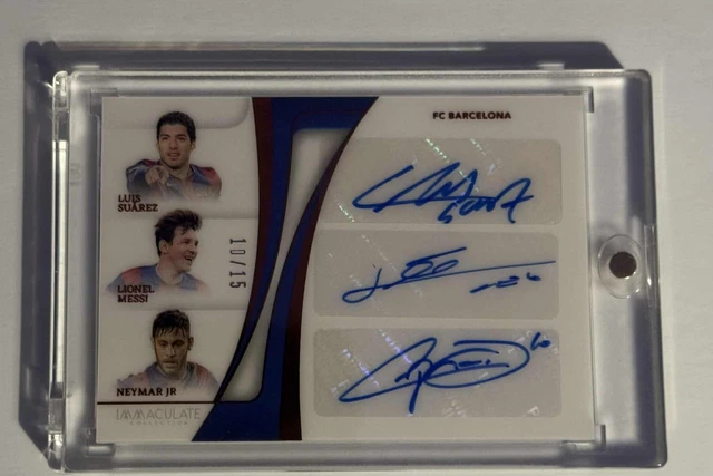 2024-25 Immaculate Soccer Barcelona Triple Auto Messi Suarez Neymar Jr 10/15