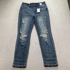 NEW Judy Blue Jeans Size 11/30 FITS 32x30 High Waist Boyfriend Fit Distressed