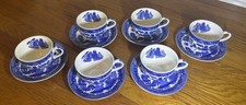 Set Of 6 Vintage Blue Willow Cup  Saucer Sets Made In Japan Nice READ 