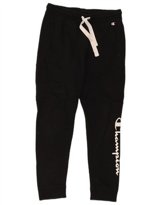 Champion Mens Graphic Tracksuit Trousers Joggers Small  Black Cotton DV04
