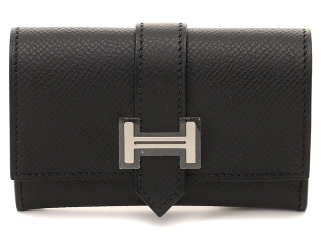 Hermes Bean Coin Case Purse Black/Silver Metal Fittings Hermes Bean Coin Case Purse Black/Silver Metal Fittings