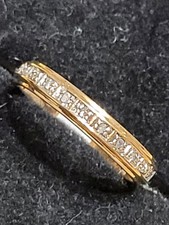 SOLID 9CT GOLD 23 DIAMONDS 💎 VINTAGE RING Eternity Ring Stacking? Size L IN BOX