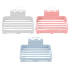 3 Pcs Wall Mounted Soap Holder Punch Free Drain Soap Shelf Bathroom Storage