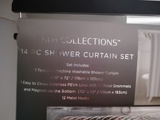 Bath Collections 14pc Textured Shower Curtain Set 70x72 White/Gray PEVA Liner