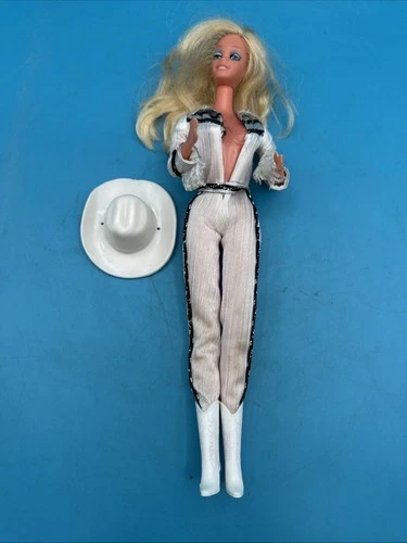 Vintage Western Wink Barbie Doll Cowboy Cowgirl Outfit Jumpsuit 1980 Black White