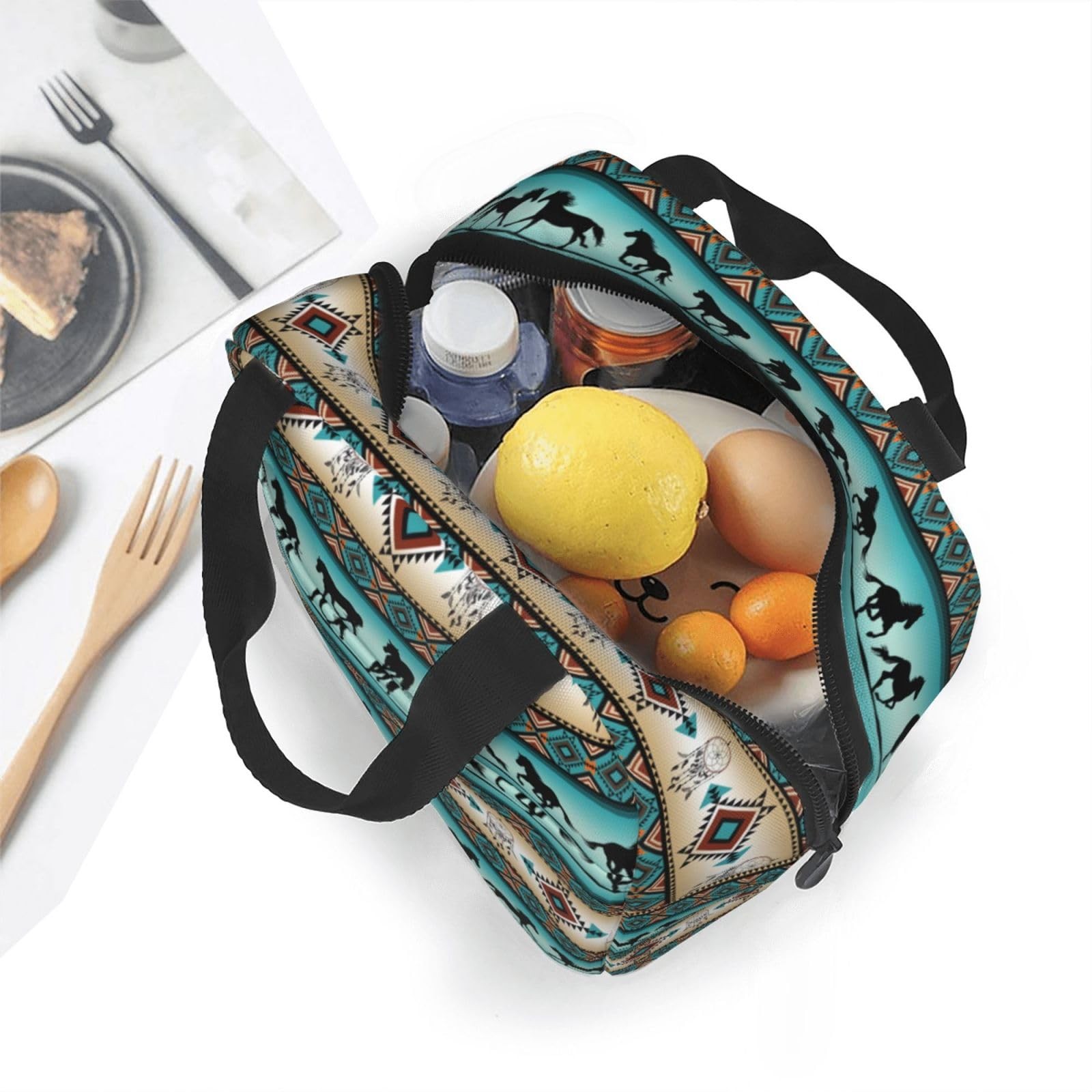 Giwawa Navajo Horse Lunch Box for Girls Boys Western Lunch Bag Women Aztec Lu...