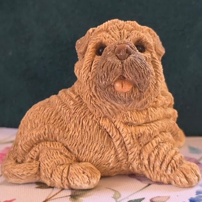 United Design Corp Shar Pei Figurine Small Tan Good 1988 UDC Dog Sculpture