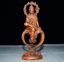 Exquisite Small Leaf Boxwood Free Guanyin Ornament