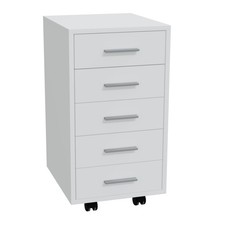 HAGO Rollcontainer Bürocontainer Büroschrank Aktenschrank 5 Schubladen Weiß 360°