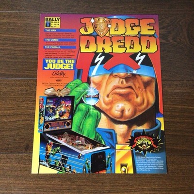 Judge Dredd Pinball Arcade Flyer Ad Sheet Video Game Comic Book Bally Midway