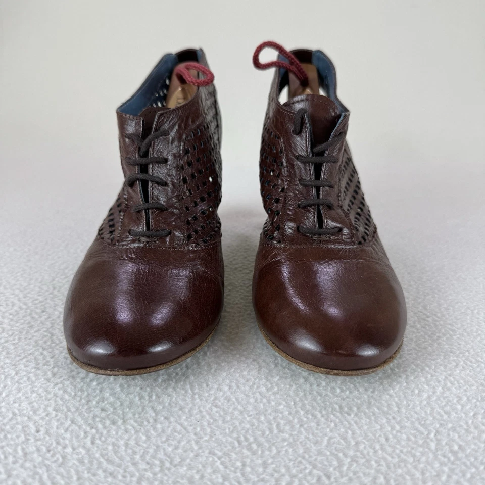 Tacones Moma para mujer talla 11/41 cuero marrón perforado hechos en Italia Foto 3 de 4