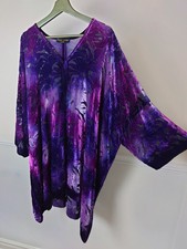 Besarani lila Samt Devore Kimono Cardigan Jacke Free Size Seidenmischung 