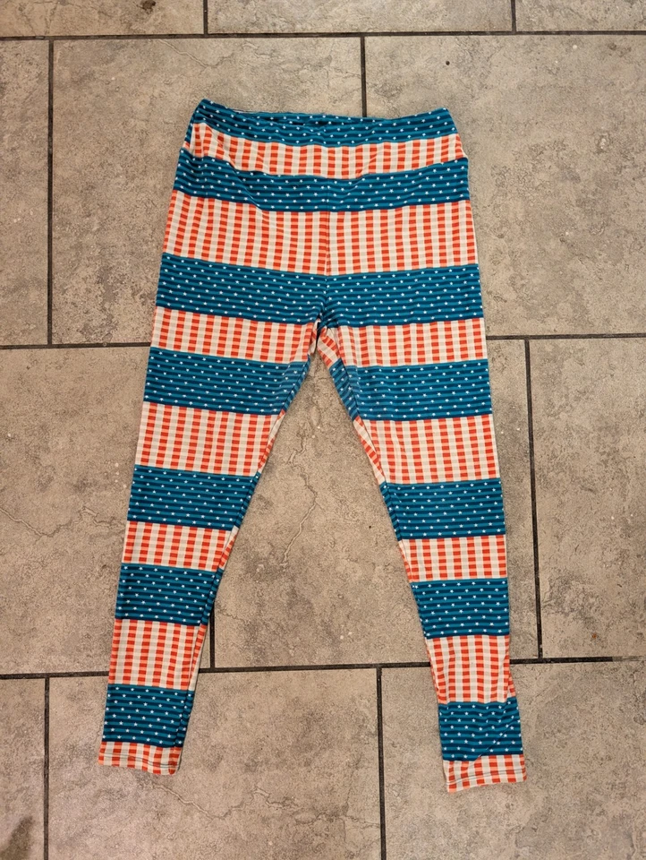 Леггинсы женские LuLaRoe один размер OS красно-бело-голубые звездчатые полоски патриотические 2-10 - Изображение 4 из 4