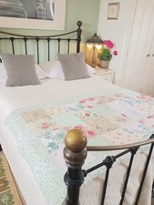PATCHWORK QUILT/ THROW - INC WILLIAM MORRIS/LAURA ASHLEY - PINKS/GREEN  ~Fleur~