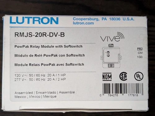 Lutron RMJS-20R-DV-B PowPak 20A Receptacle Control Relay Module