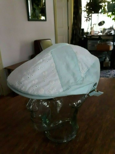 Mütze Damen Zeitungsjunge Taxifahrer weiß Baumwolle Größe verstellbar - Bild 1 von 6