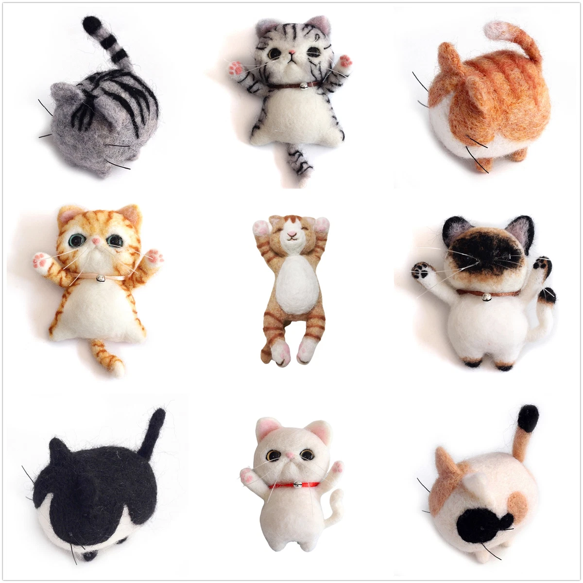 Needle Felting Kits Mini Cat 4x8cm (1.6x3.2), Felting Needles