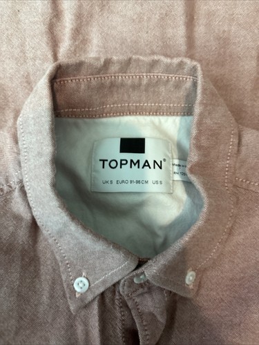 Mens Topman Size Small Red Short Sleeve Smart Casual Summer Oxford Work Shirt - Picture 4 of 6