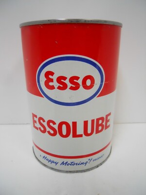 Vintage NOS ESSOLUBE SAE 10W Oil   1 Qt Metal Can  (FULL)   Gas /Service Station