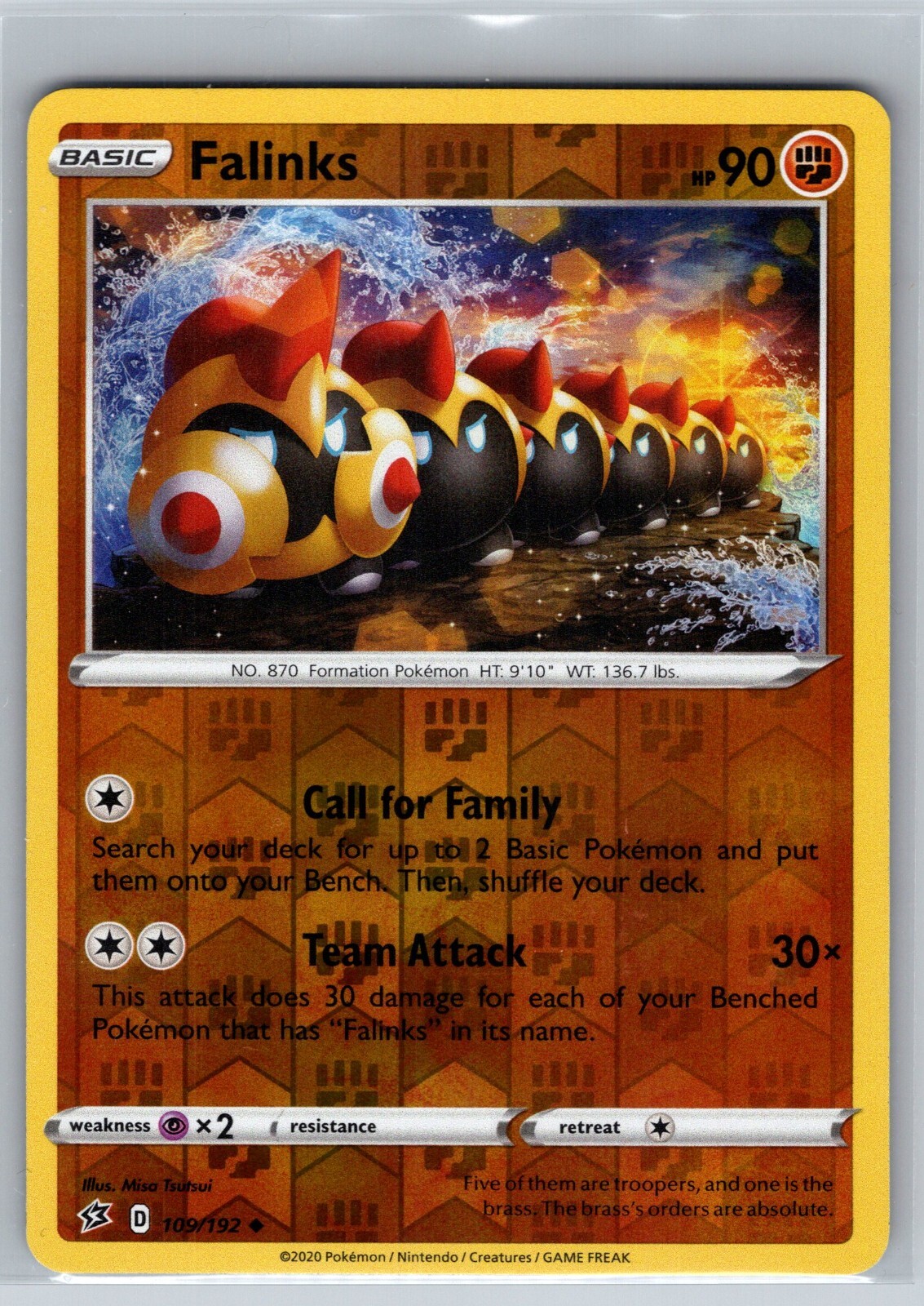 NM Falinks 109/192 Reverse Holo Rebel Clash  Pokemon 2020