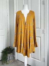 Free People Olivia Oversized Tunic Dress Marigold V-Neck Size S NWT $108