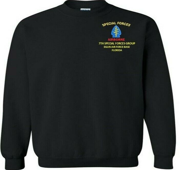 7TH SPECIAL FORCES GROUP EGLIN EMBROIDERED Jacksonville Mall POLO AFB-FL unisex CREWNECK